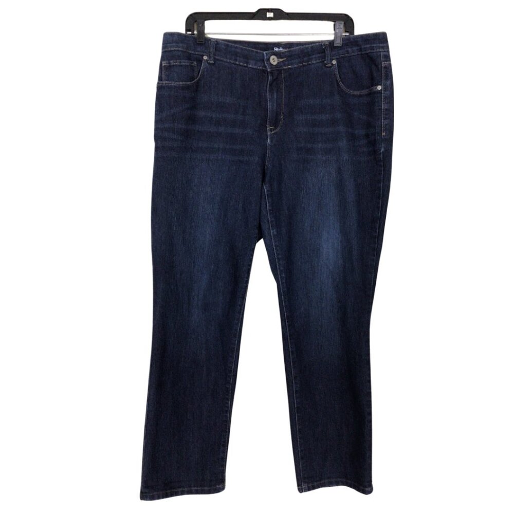 Style & Co Jeans Women’s 18 W Blue Boyfriend Fit Dark Wash Denim Stretch 18W